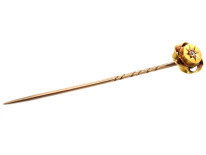 Victorian 15ct Gold &Diamond Round Tie Pin