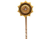 Victorian 9ct Gold & RoseDiamond Round Tie Pin