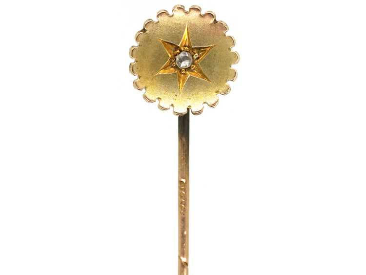 Victorian 9ct Gold Tie Pin Set With a Rose Diamond