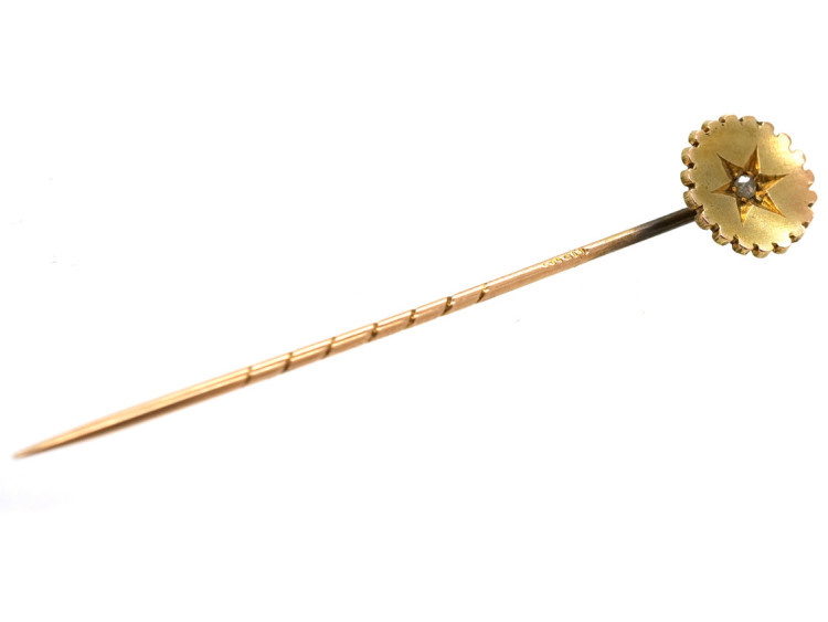 Victorian 9ct Gold Tie Pin Set With a Rose Diamond