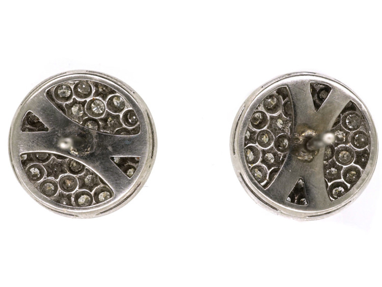 Art Deco Platinum & Diamond Round Earrings