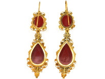 Regency 18ct Gold Micro Mosaic Earrings of Birds & Butterflies