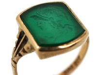 9ct Gold Green Hardstone Intaglio Ring of a Roman Centurion