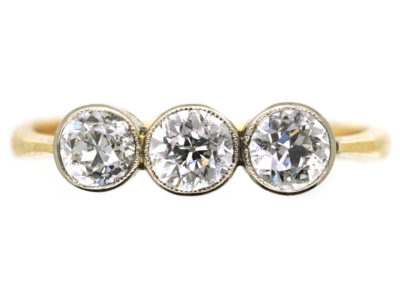 Art Deco 18ct Gold & Platinum Three Stone Diamond Ring