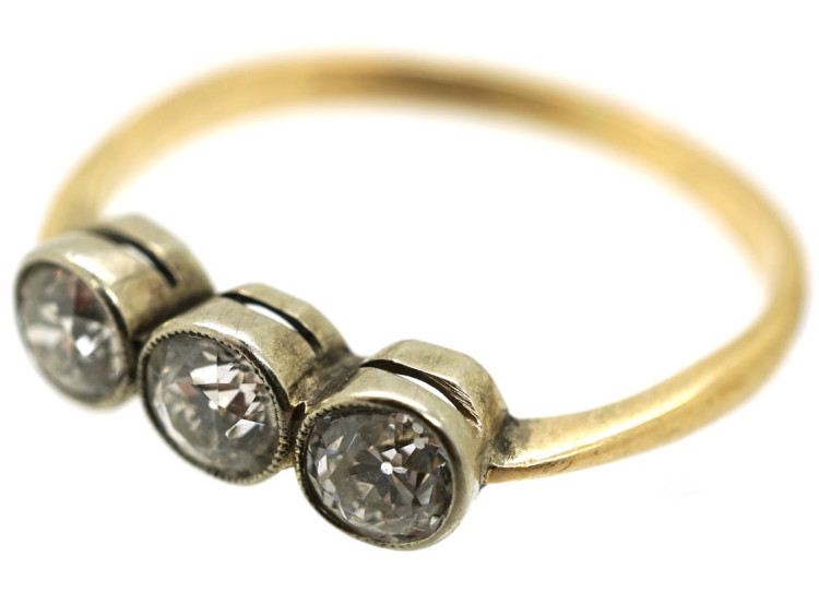 Art Deco 18ct Gold & Platinum Three Stone Diamond Ring