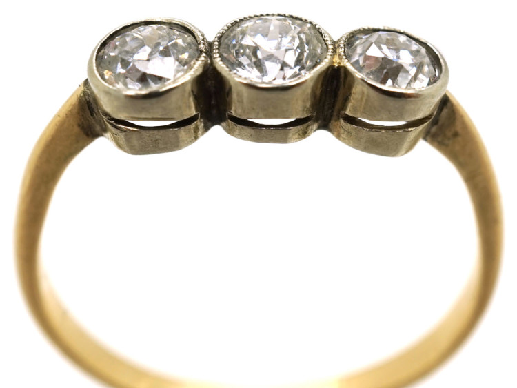 Art Deco 18ct Gold & Platinum Three Stone Diamond Ring