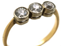 Art Deco 18ct Gold & Platinum Three Stone Diamond Ring