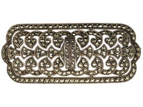 Art Deco Silver & Marcasite Rectangular Brooch