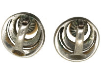 Art Deco Silver, Marcasite & Pearl Clip On Earrings