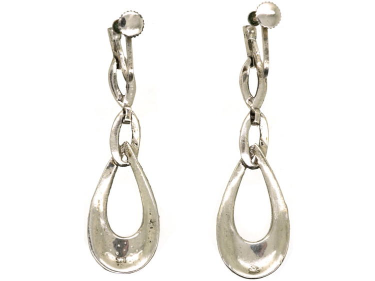 Art Deco Silver & Marcasite Triple Hoop Earrings