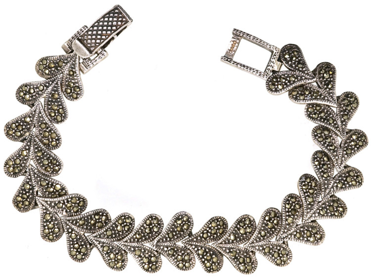 Silver & Marcasite Leaf Bracelet