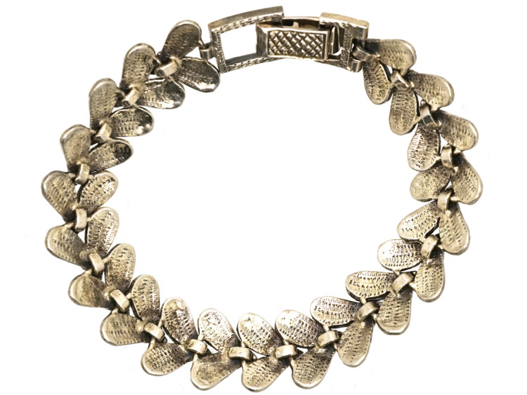 Silver & Marcasite Leaf Bracelet