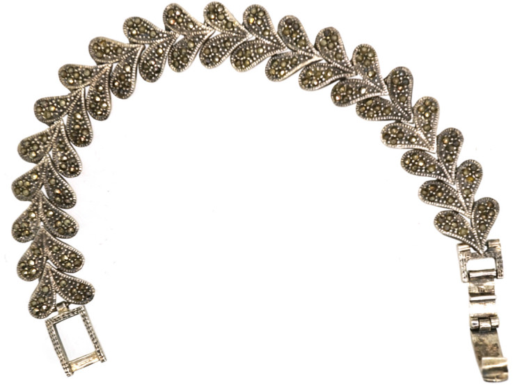 Silver & Marcasite Leaf Bracelet