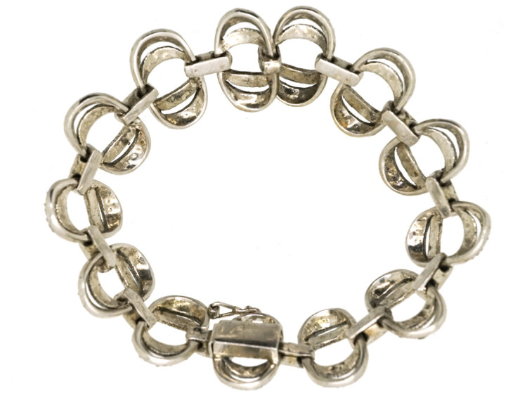Art Deco Silver & Marcasite Interlinking Rings Bracelet