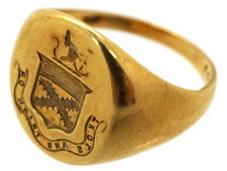 Victorian 18ct Gold Signet Ring With Crest Intaglio