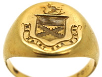 Victorian 18ct Gold Signet Ring With Crest Intaglio