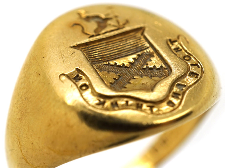 Victorian 18ct Gold Signet Ring With Crest Intaglio
