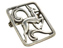 Art Deco Silver Leaping Hind Brooch by Hugo Grün