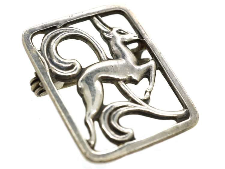 Art Deco Silver Leaping Hind Brooch by Hugo Grün