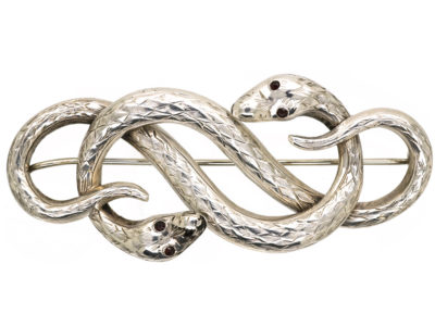 Victorian Silver Entwined Snakes Brooch Victorian Silver Entwined Snakes Brooch