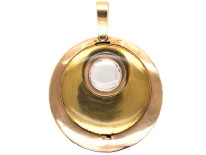 Georgian 15ct Gold, Royal Blue Enamel & Natural Split Pearl Pendant