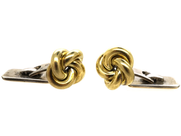 Silver Gilt Knot & Bar Cufflinks