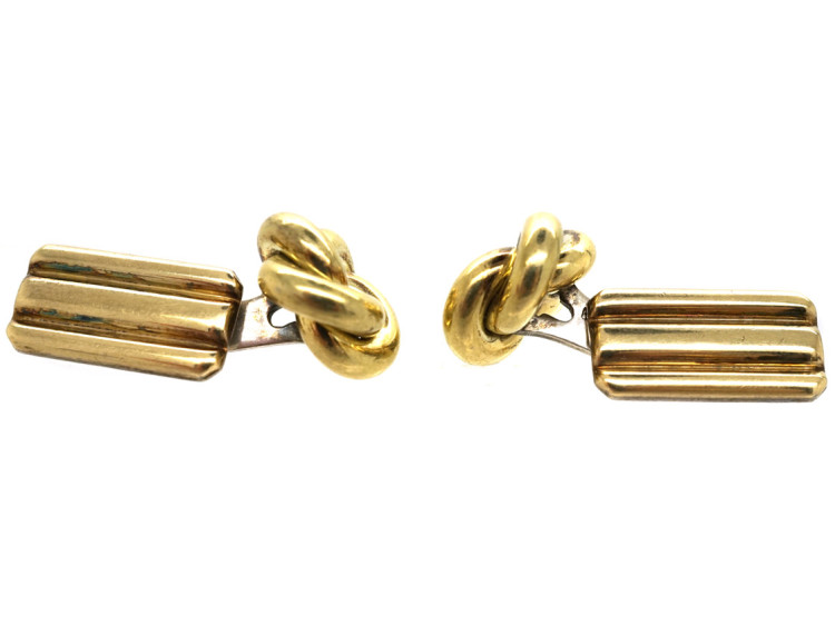 Silver Gilt Knot & Bar Cufflinks