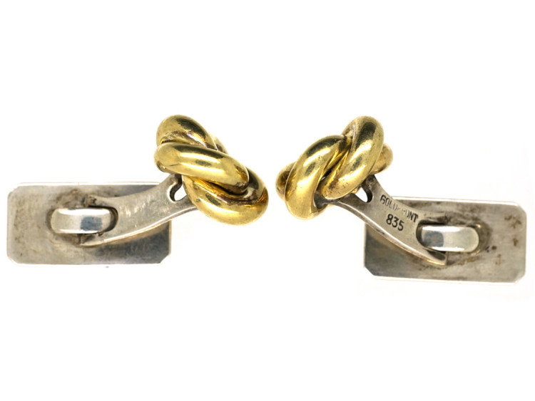Silver Gilt Knot & Bar Cufflinks