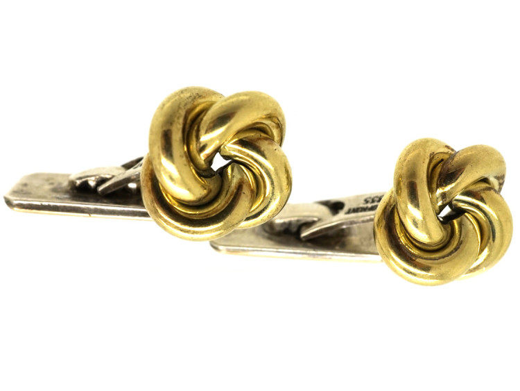 Silver Gilt Knot & Bar Cufflinks