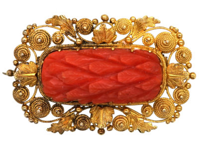 Georgian 18ct Gold & Pineapple Cut Coral Brooch Georgian 18ct Gold & Pineapple Cut Coral Brooch