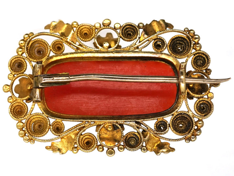 Georgian 18ct Gold & Pineapple Cut Coral Brooch