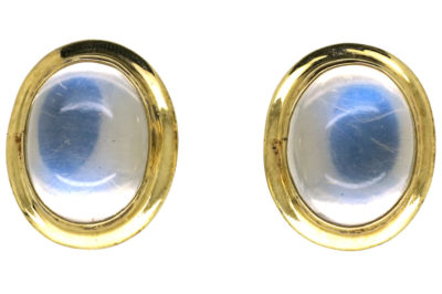 14ct Gold & Oval Moonstone Stud Earrings