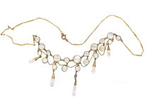 Edwardian 15ct Gold, Moonstone & Sapphire Necklace