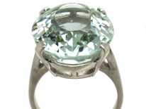 14ct White Gold Large Oval Aquamarine Ring