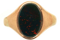 9ct Gold & Oval Bloodstone Signet Ring