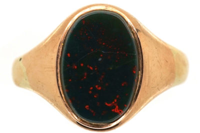 9ct Gold & Oval Bloodstone Signet Ring