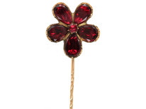 Georgian 9ct Gold & Flat Cut Garnet Pansy Tie Pin