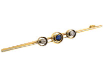15ct Gold & Platinum, Art Deco Sapphire & Diamond Brooch