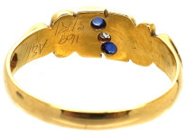 Edwardian 18ct Gold, Sapphire & Diamond Diagonal Crossover Design Ring