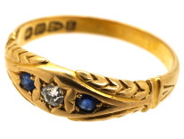 Victorian 18ct Gold, Two Sapphire & One Diamond Ring