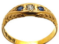 Victorian 18ct Gold, Two Sapphire & One Diamond Ring