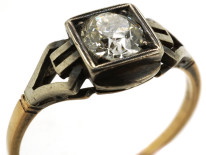 Art Deco 14ct White & Yellow Gold, Diamond Ring With Ornate Shoulders