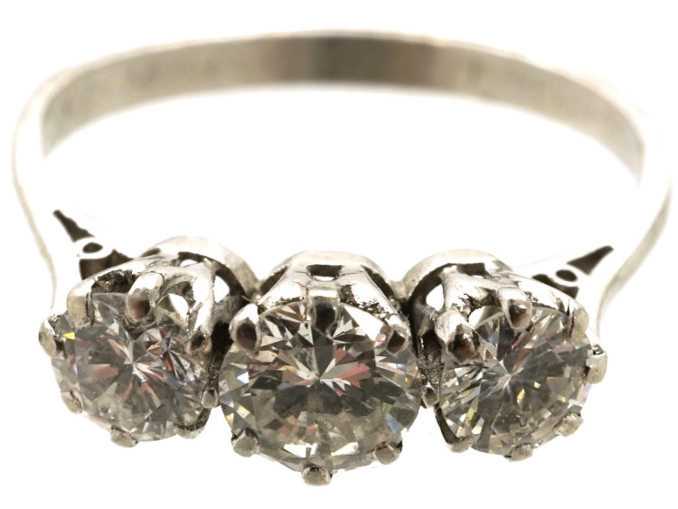 18ct White Gold & Platinum Three Stone Diamond Ring