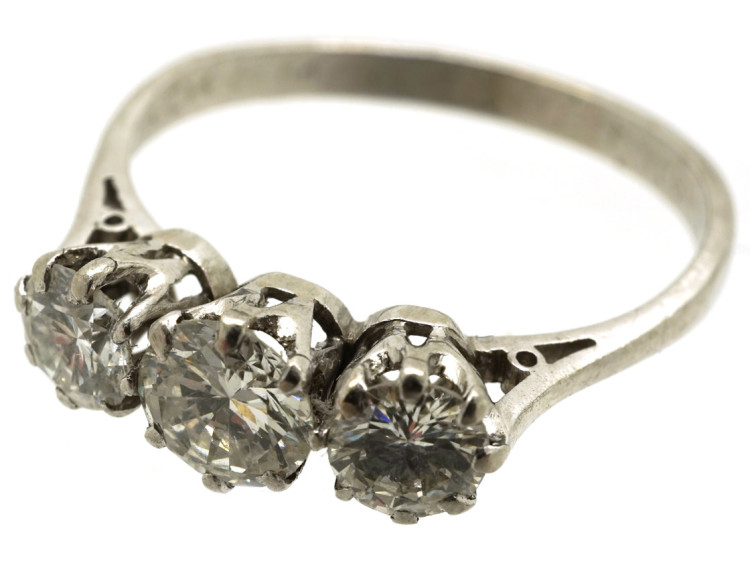18ct White Gold & Platinum Three Stone Diamond Ring