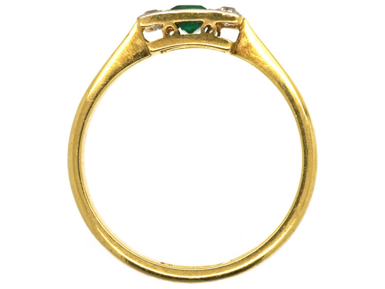 Art Deco 18ct Gold, Platinum, Emerald & Diamond Ring