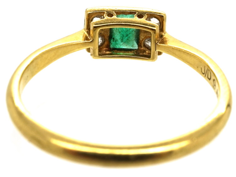 Art Deco 18ct Gold, Platinum, Emerald & Diamond Ring