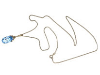 Art Deco Synthetic Blue Spinel Pendant on Silver Chain