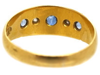 Edwardian 18ct Gold Five Stone Sapphire & Diamond Ring