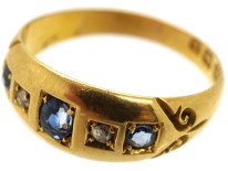 Edwardian 18ct Gold Five Stone Sapphire & Diamond Ring