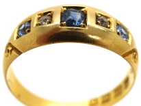 Edwardian 18ct Gold Five Stone Sapphire & Diamond Ring